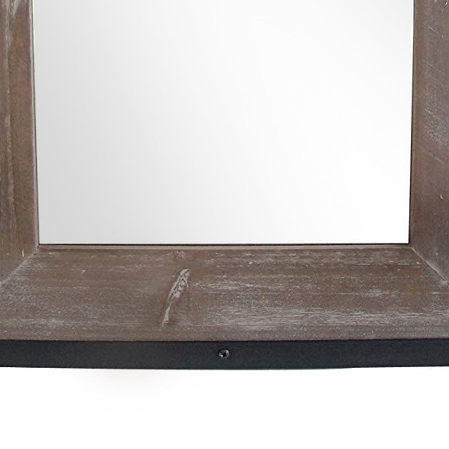 Benzara Black and Brown Rectangular Transitional Mirror With Wooden Framing and Metal Outline