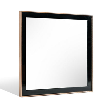 Benzara Black and Gold Dual Tone Stainless Steel Frame Wall Mirror