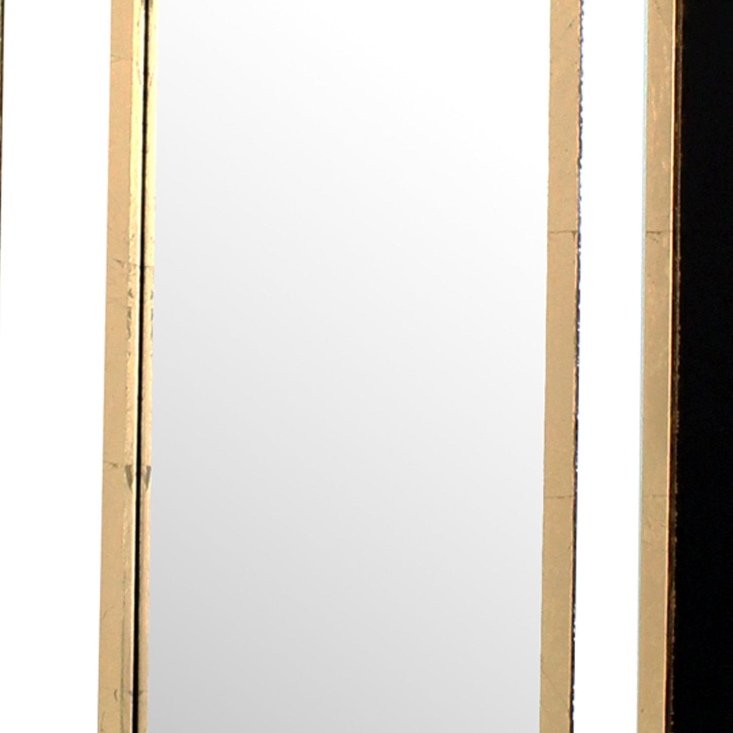 Benzara Black and Gold Rectangular Wooden Dressing Mirror With Beveled Edges