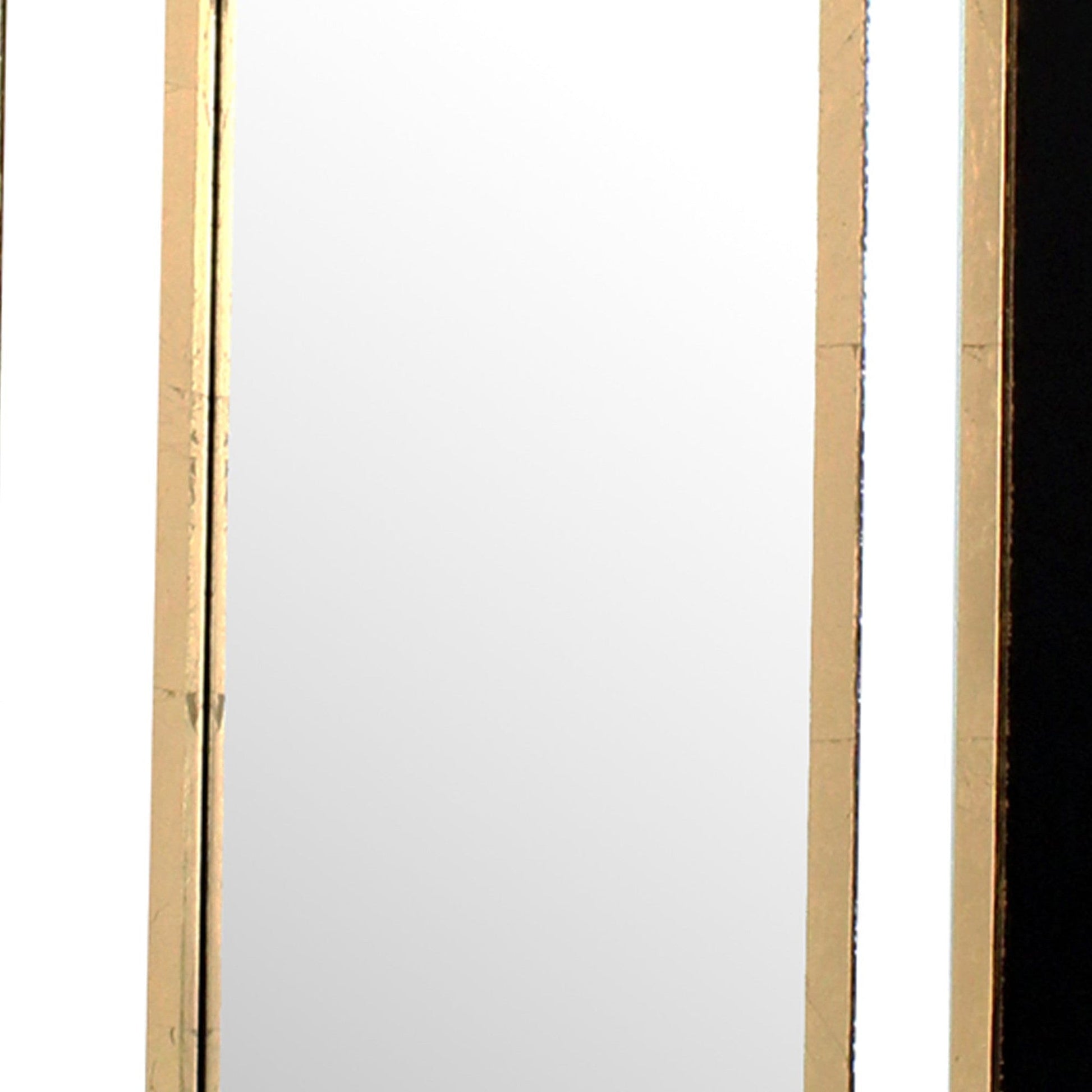 Benzara Black and Gold Rectangular Wooden Dressing Mirror With Beveled Edges