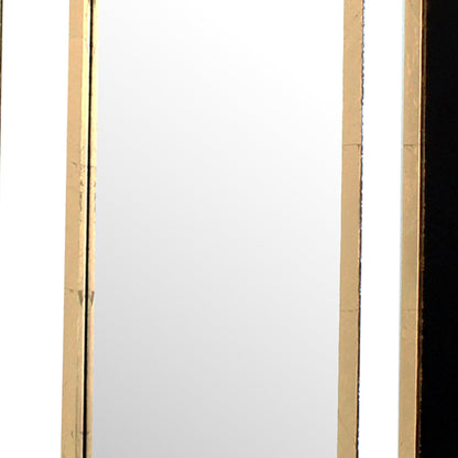 Benzara Black and Gold Rectangular Wooden Dressing Mirror With Beveled Edges