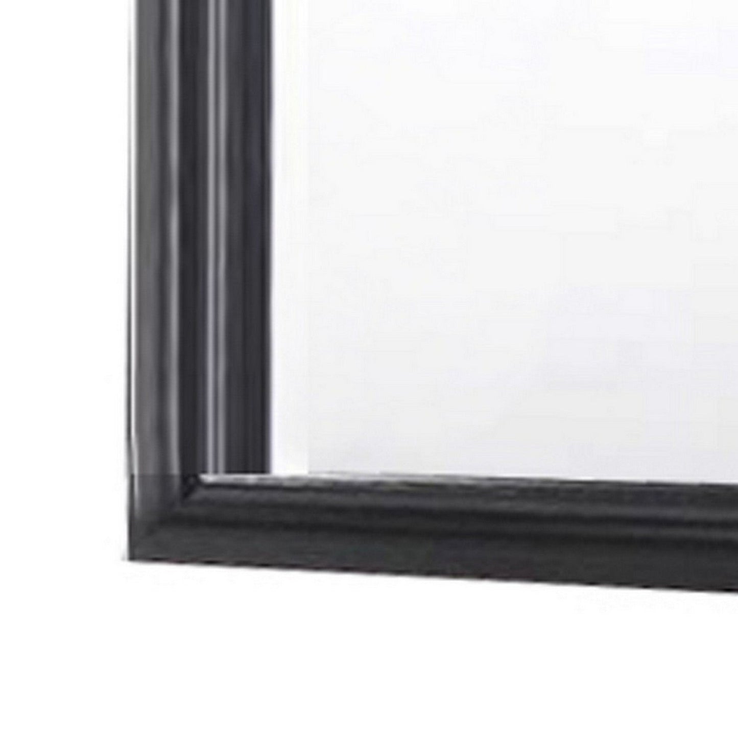 Benzara Black and Silver Molded Wooden Framed Dresser Top Mirror