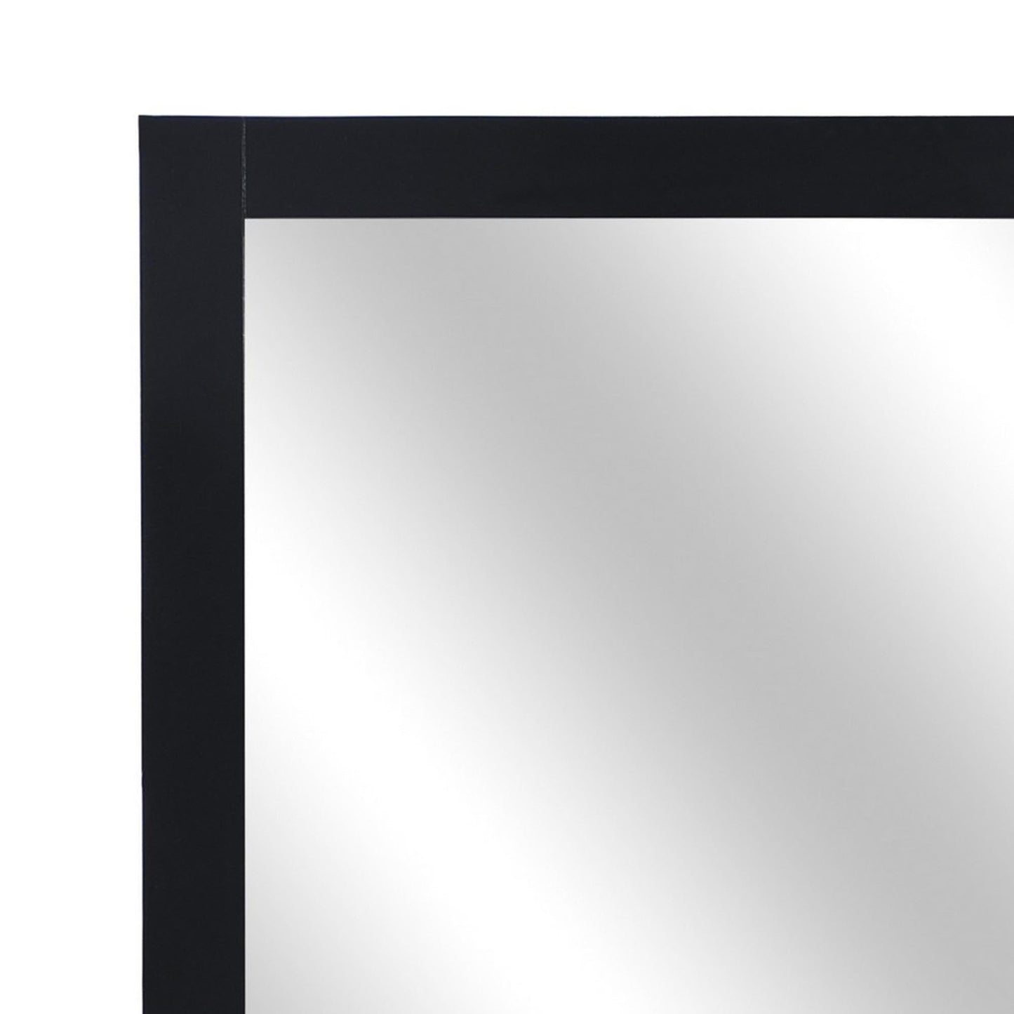 Benzara Black and Silver Square Shape Wooden Frame Mirror With Mounting Hardware