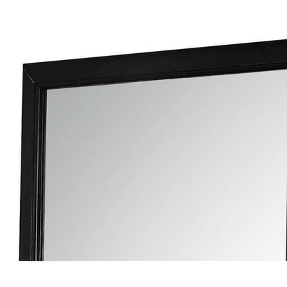 Benzara Black and Silver Transitional Style Raised Wooden Framed Wall Mirror