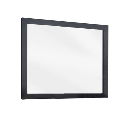 Benzara Black and Silver Transitional Style Rectangular Mirror With Wooden Frame