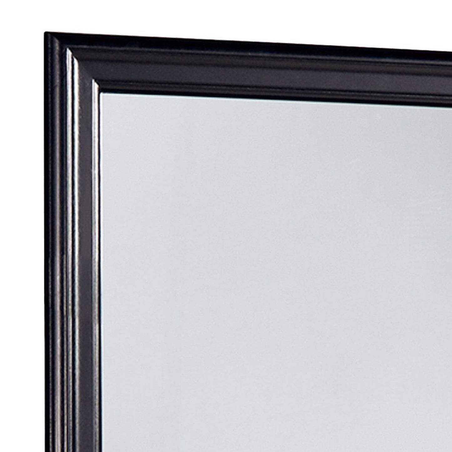 Benzara Black and Silver Wooden Frame Mirror With Mounting Hardware