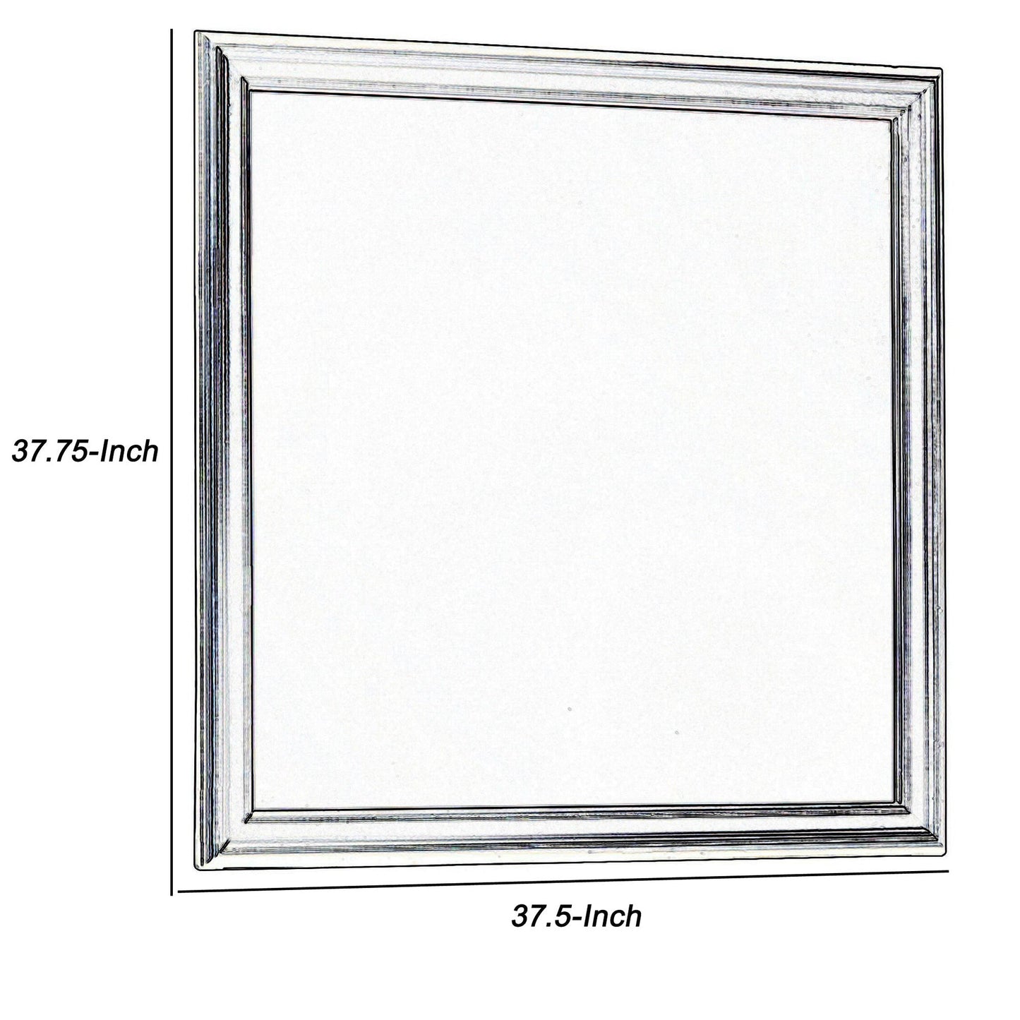 Benzara Black and Silver Wooden Frame Mirror With Mounting Hardware