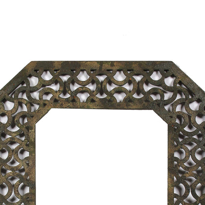 Benzara Bronze Octagonal Wooden Mirror With Distressed Finish and Bezel Pattern