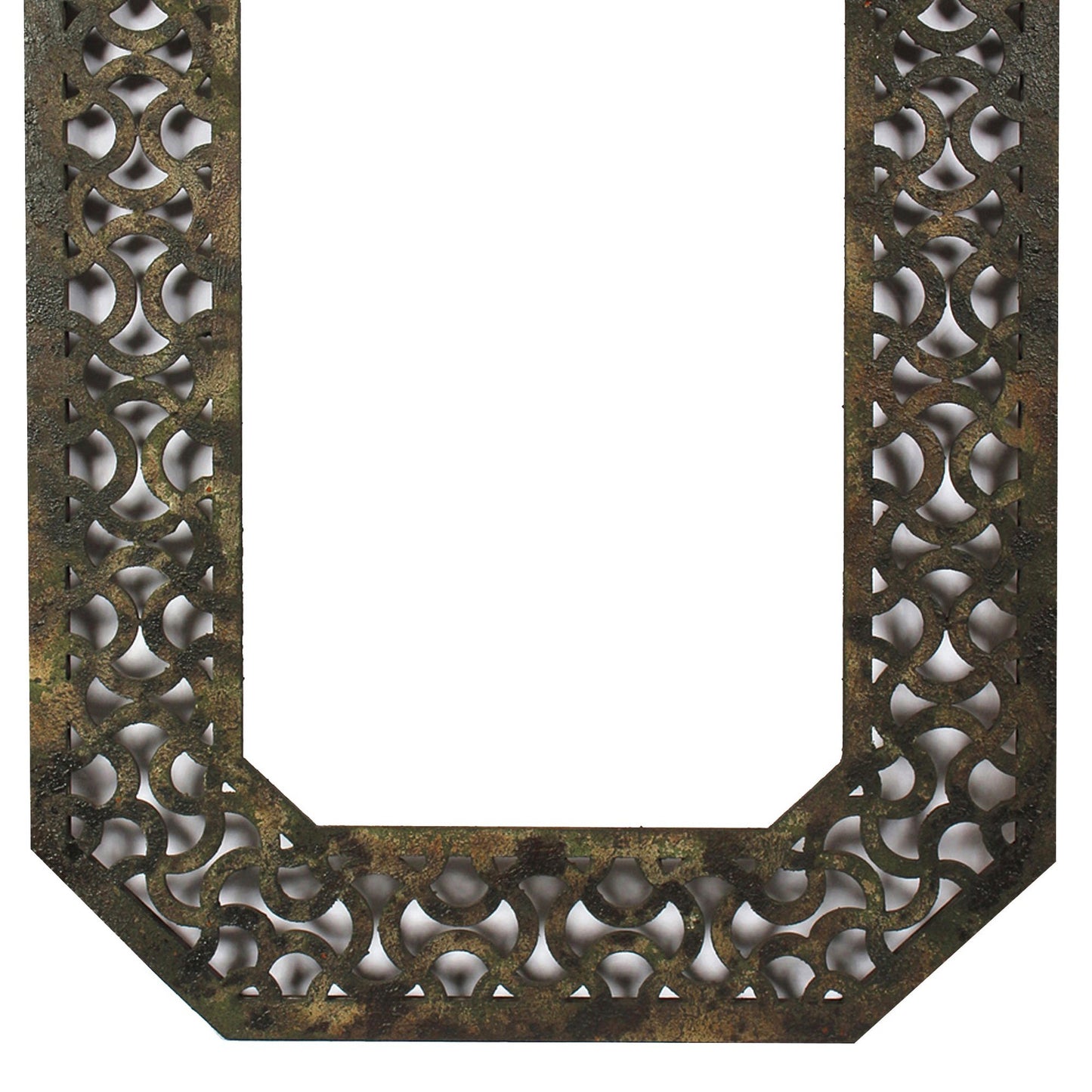 Benzara Bronze Octagonal Wooden Mirror With Distressed Finish and Bezel Pattern