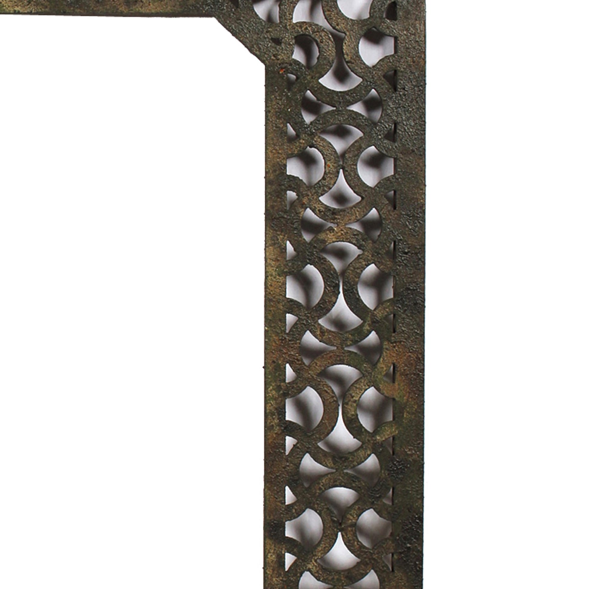 Benzara Bronze Octagonal Wooden Mirror With Distressed Finish and Bezel Pattern