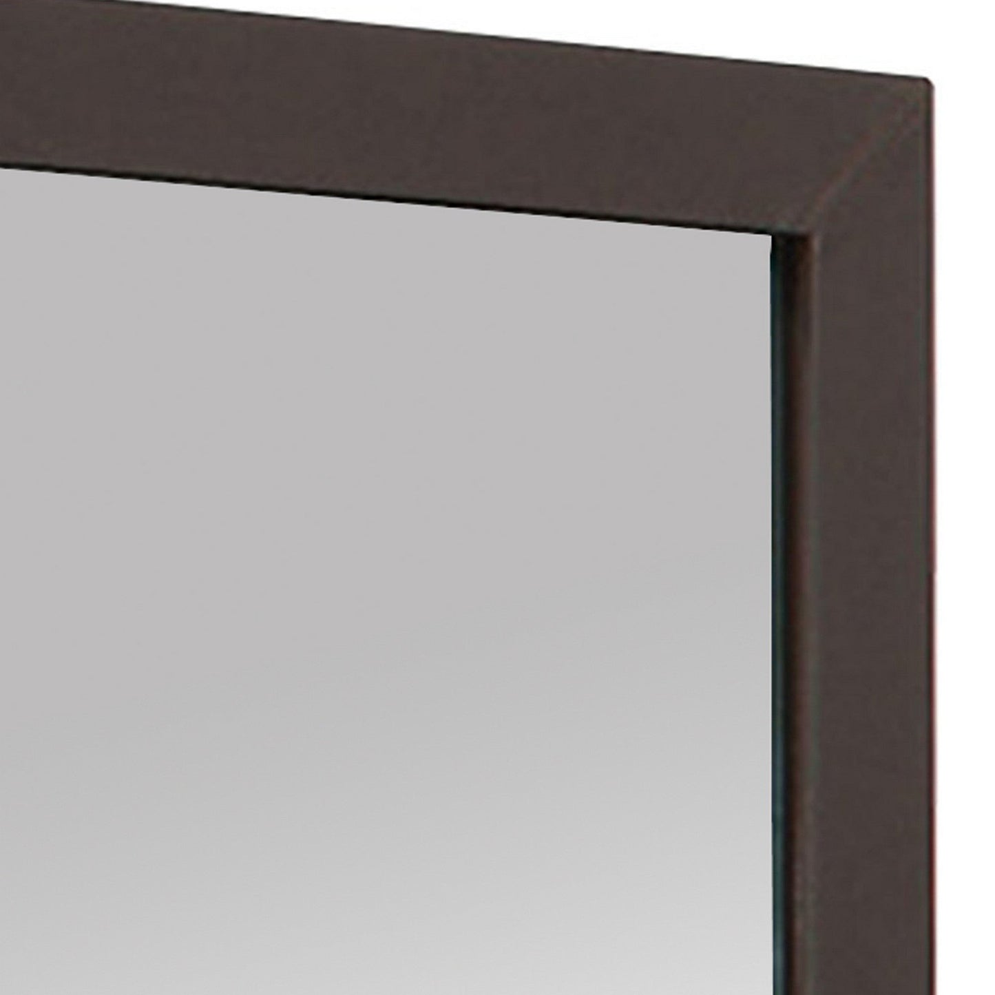 Benzara Brown Contemporary Style Faux Leather Upholstered Wooden Framed Mirror