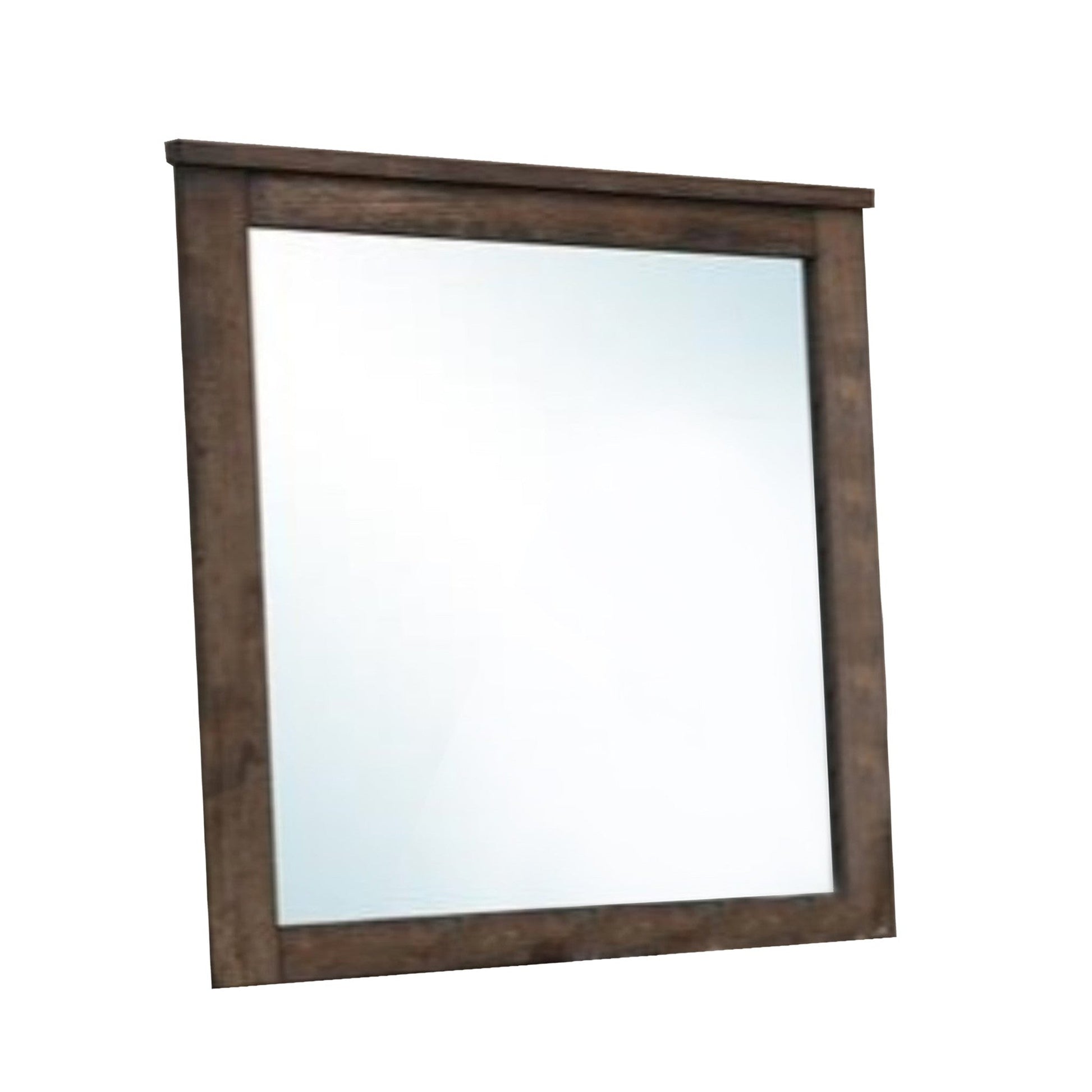 Benzara Brown Distressed Solid Wood Mirror