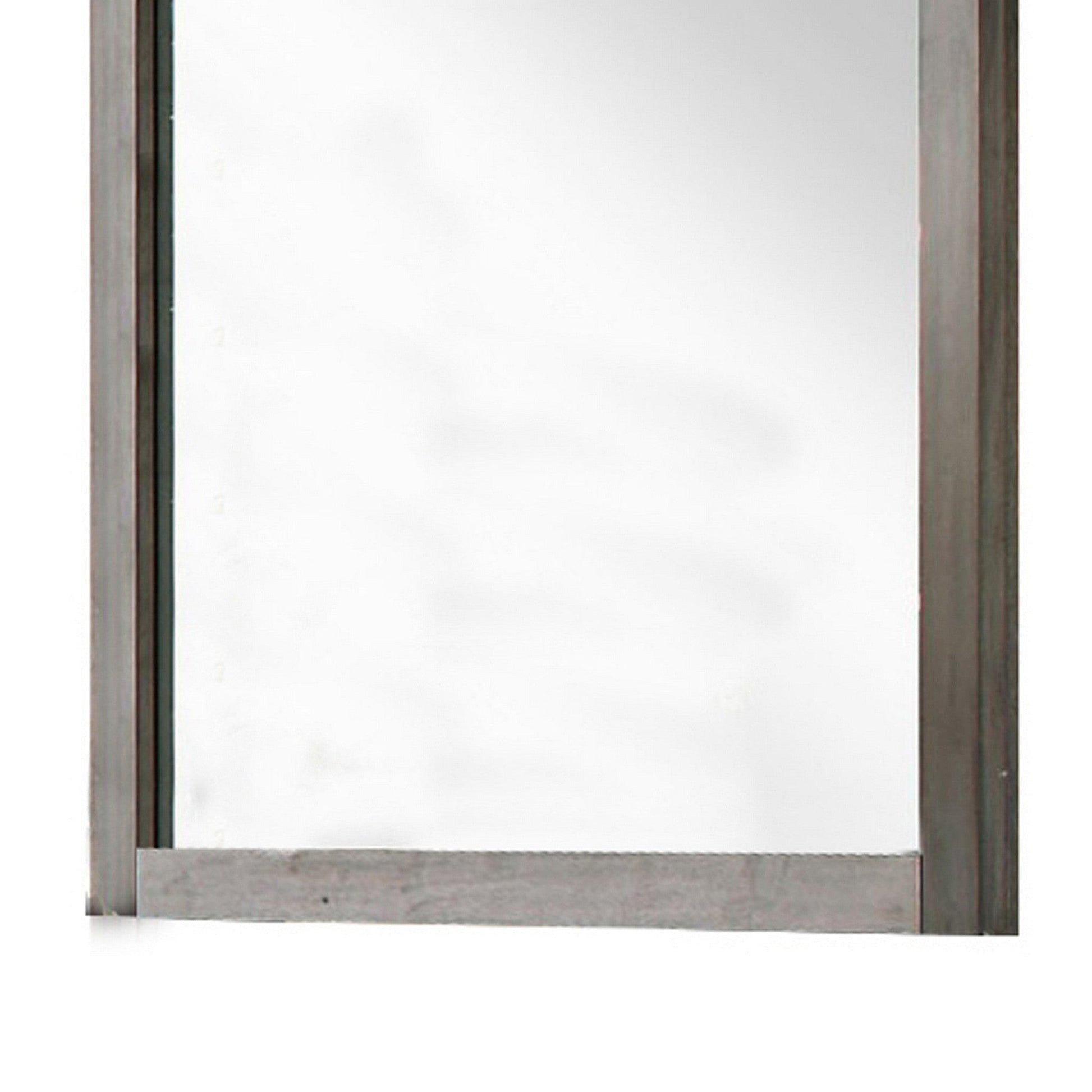 Benzara Brown Industrial Style Wooden Frame Mirror With Metal Brackets and Rivets