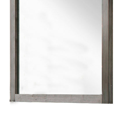 Benzara Brown Industrial Style Wooden Frame Mirror With Metal Brackets and Rivets