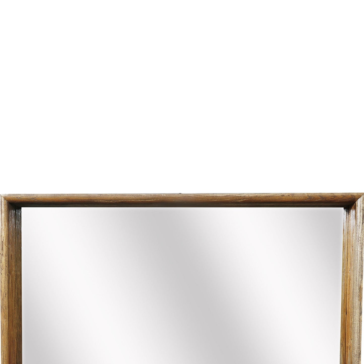 Benzara Brown Rectangular Rustic Style Wooden Wall Mirror