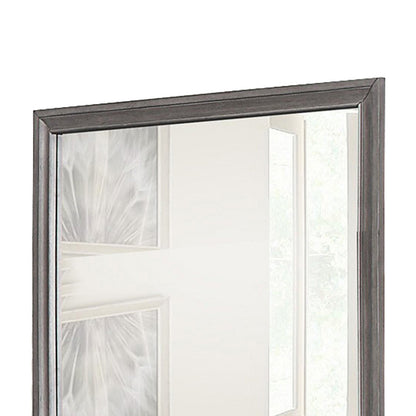 Benzara Brown Rectangular Shape Wooden Encased Mirror With Molded Frame