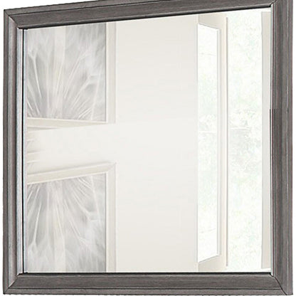 Benzara Brown Rectangular Shape Wooden Encased Mirror With Molded Frame