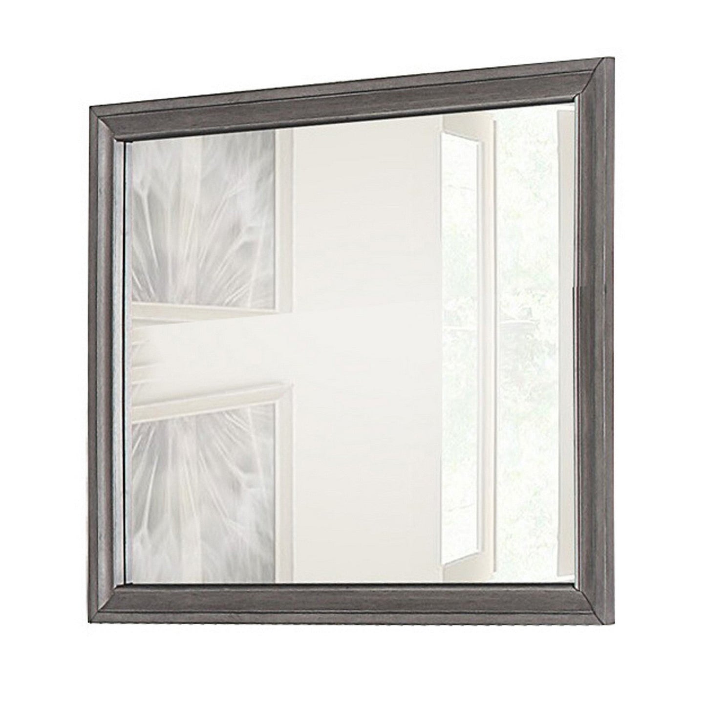 Benzara Brown Rectangular Shape Wooden Encased Mirror With Molded Frame