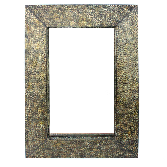 Benzara Brown Rectangular Wall Mirror With Gravel Mosaic Border