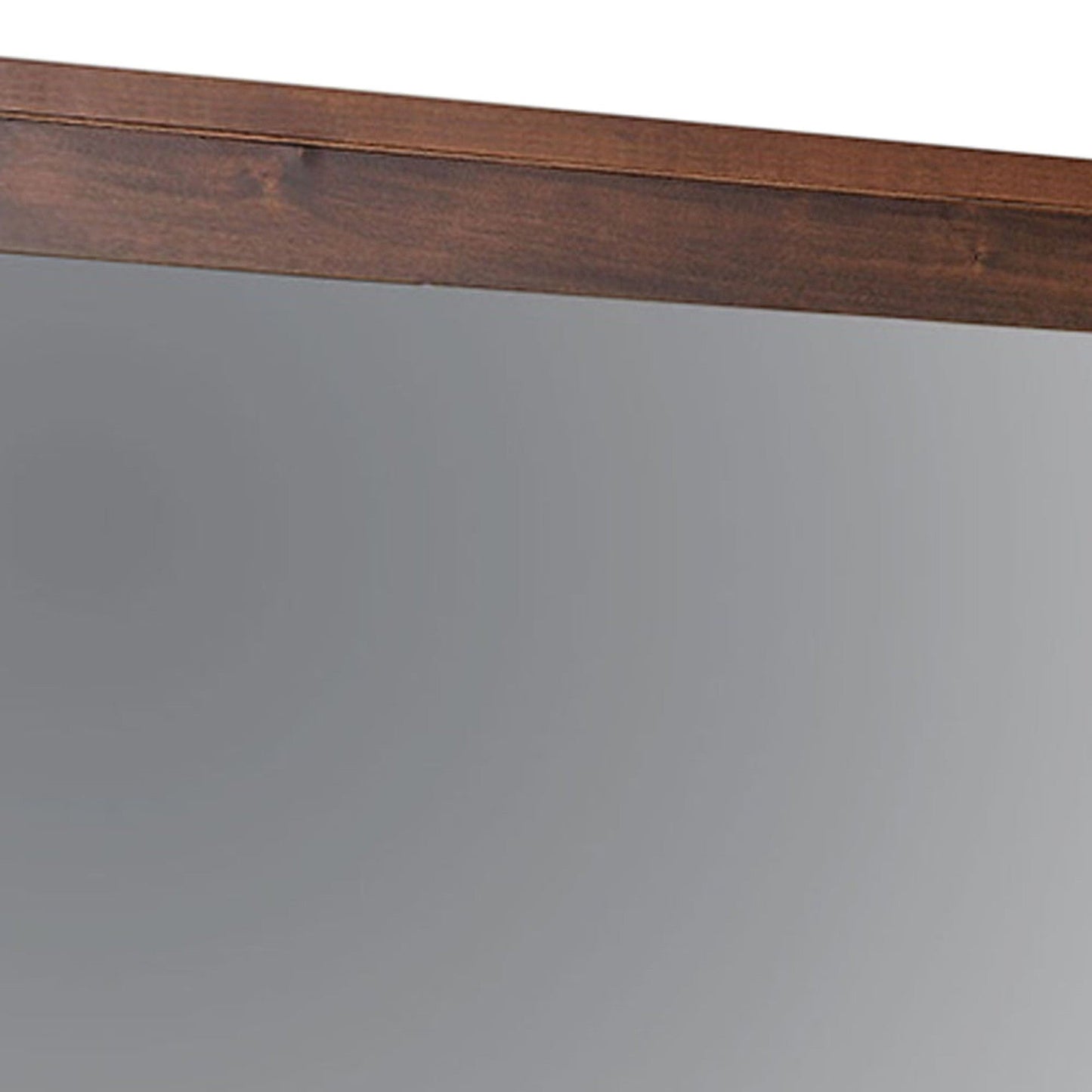 Benzara Brown Rectangular Wooden Frame Mirror With Mounting Hardwares