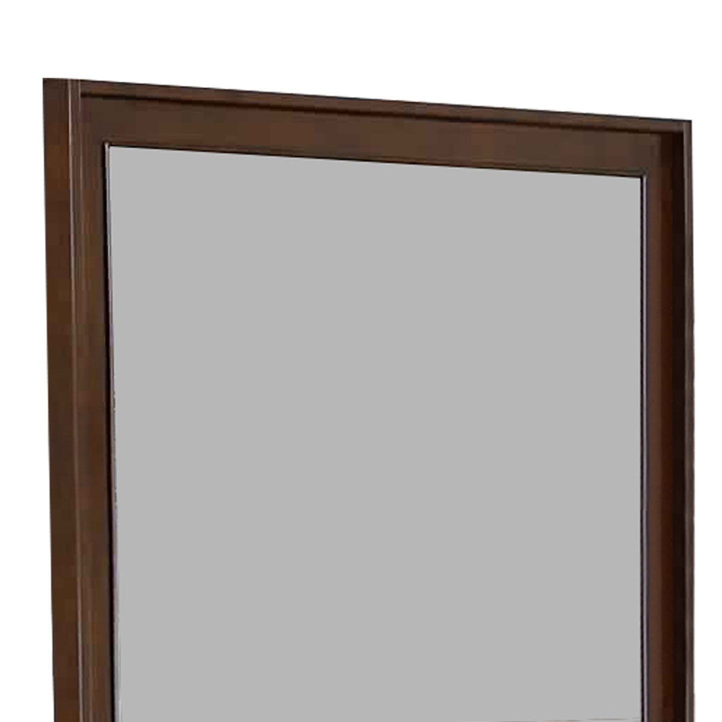 Benzara Brown Rectangular Wooden Frame Mirror With Raised Edges