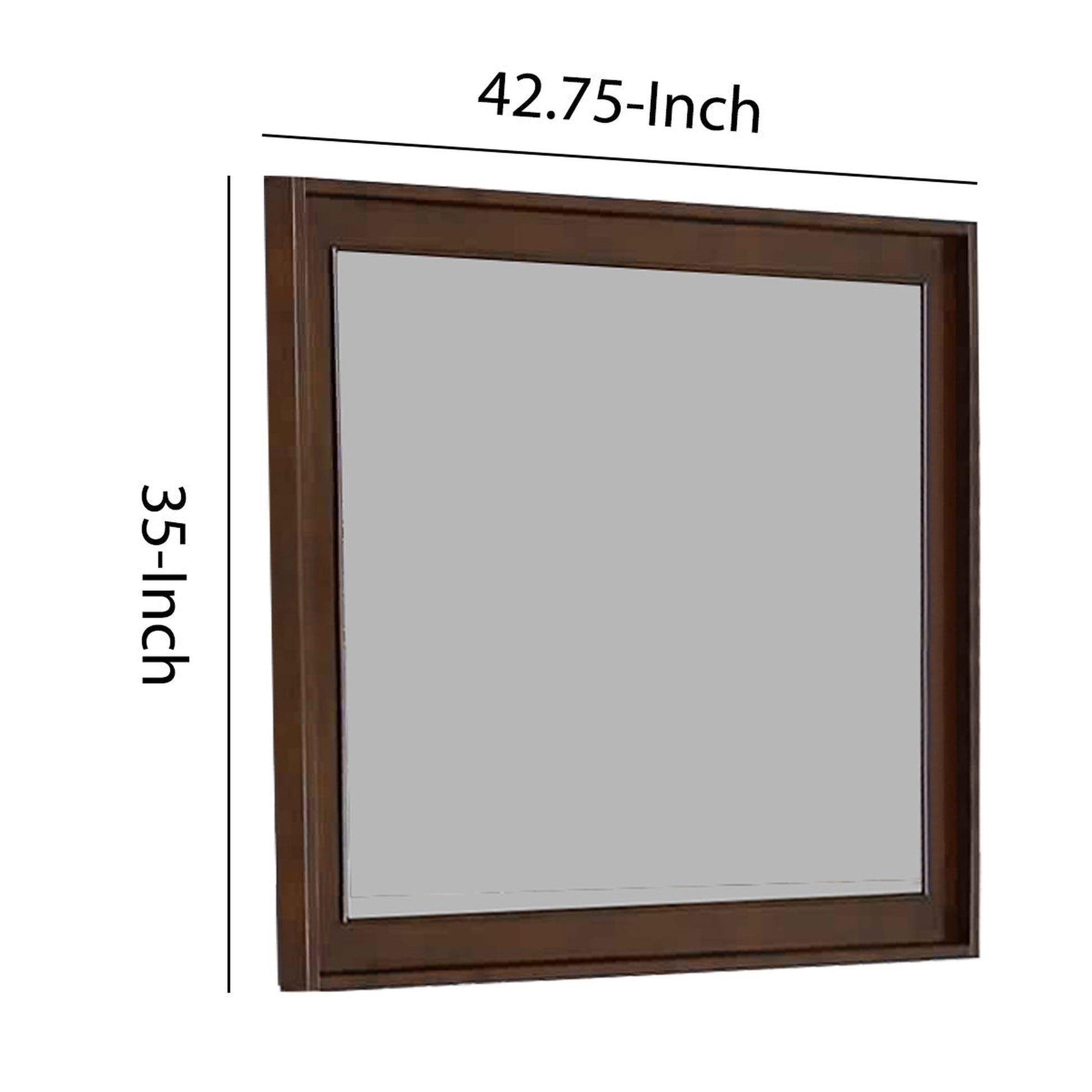 Benzara Brown Rectangular Wooden Frame Mirror With Raised Edges