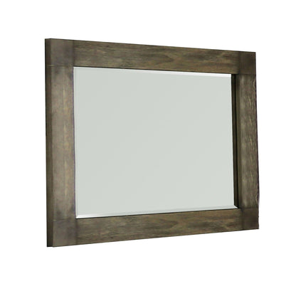 Benzara Brown Traditional Style Rectangular Mirror With Textured Wood Grain Details