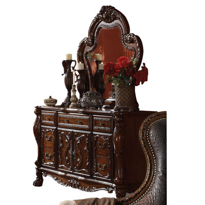 Benzara Brown Traditional Wooden Mirror With Oversized Polyresin Scrollwork