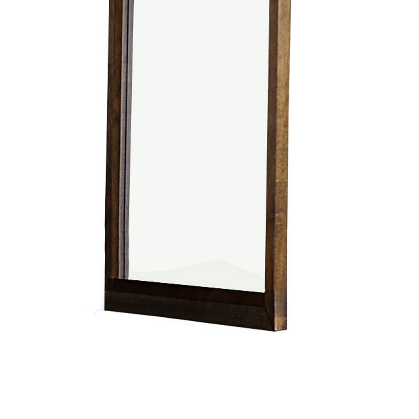 Benzara Brown Transitional Rectangular Wooden Framed Mirror With Grain Details