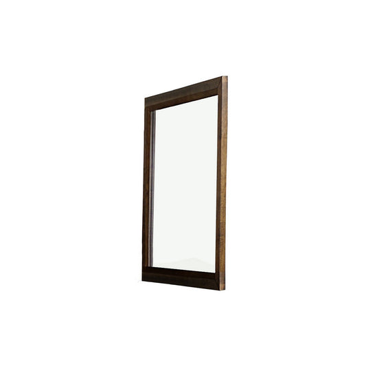 Benzara Brown Transitional Rectangular Wooden Framed Mirror With Grain Details