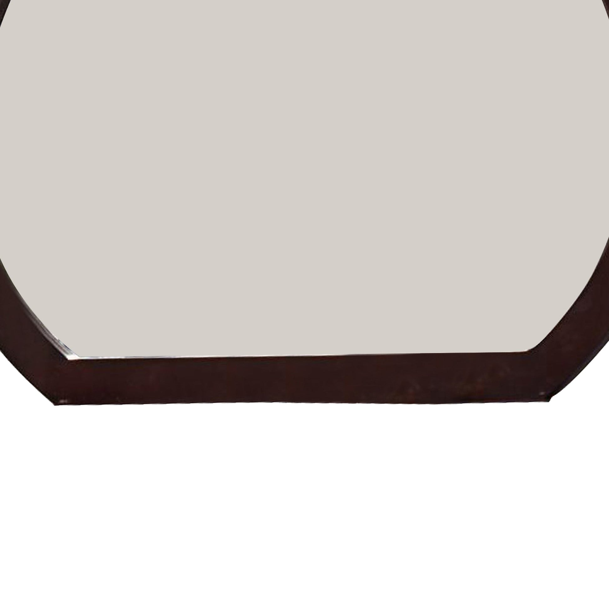 Benzara Brown Transitional Style Curved Wooden Encased Beveled Mirror