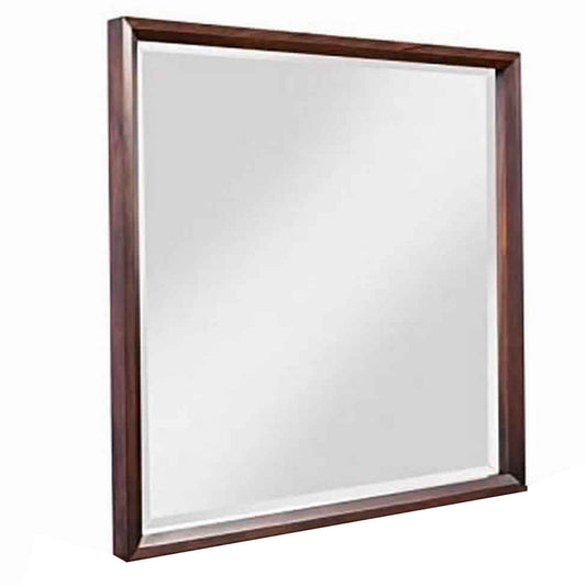 Benzara Brown Transitional Style Rectangular Mirror With Wooden Frame