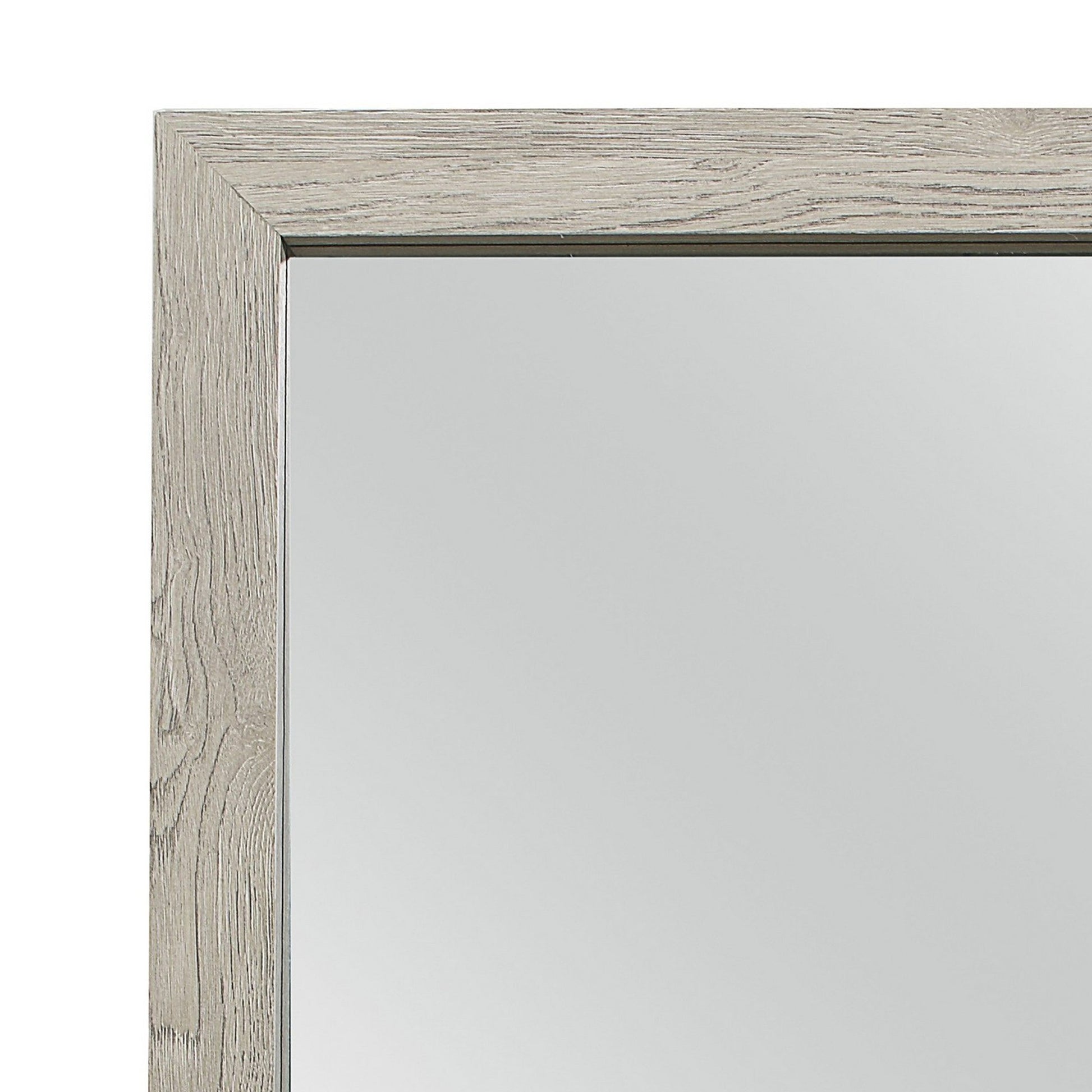 Benzara Brown Transitional Style Square Mirror Wooden Frame