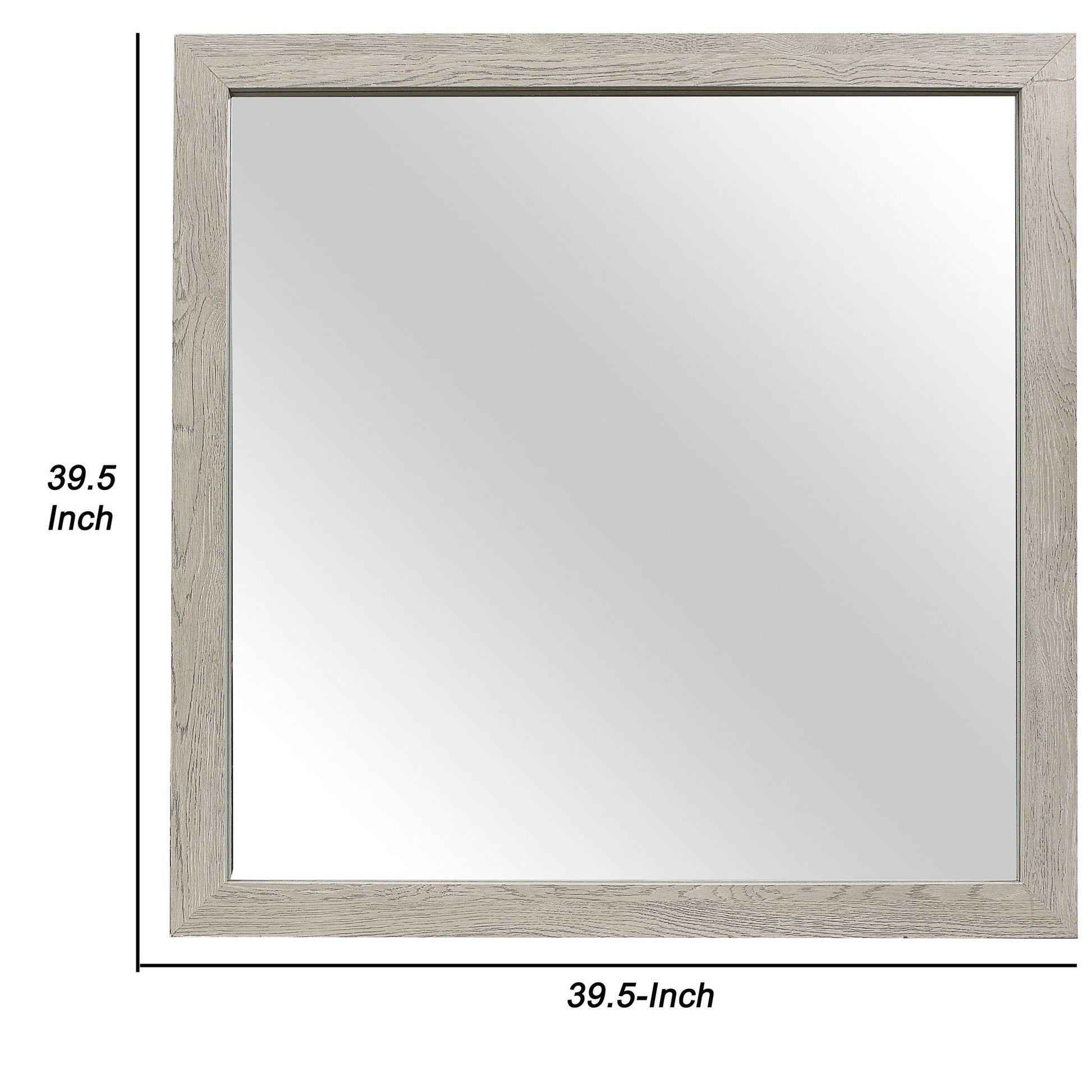 Benzara Brown Transitional Style Square Mirror Wooden Frame