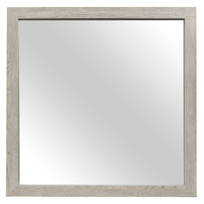 Benzara Brown Transitional Style Square Mirror Wooden Frame