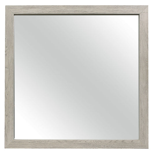 Benzara Brown Transitional Style Square Mirror Wooden Frame
