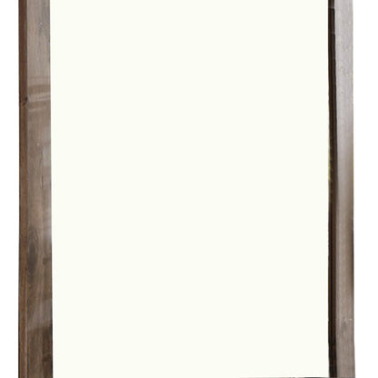 Benzara Brown Transitional Style Wooden Encased Mirror With Grain Details