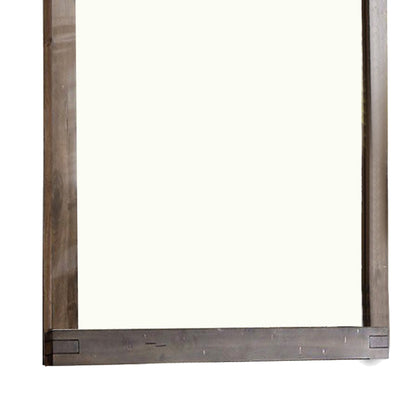 Benzara Brown Transitional Style Wooden Encased Mirror With Grain Details