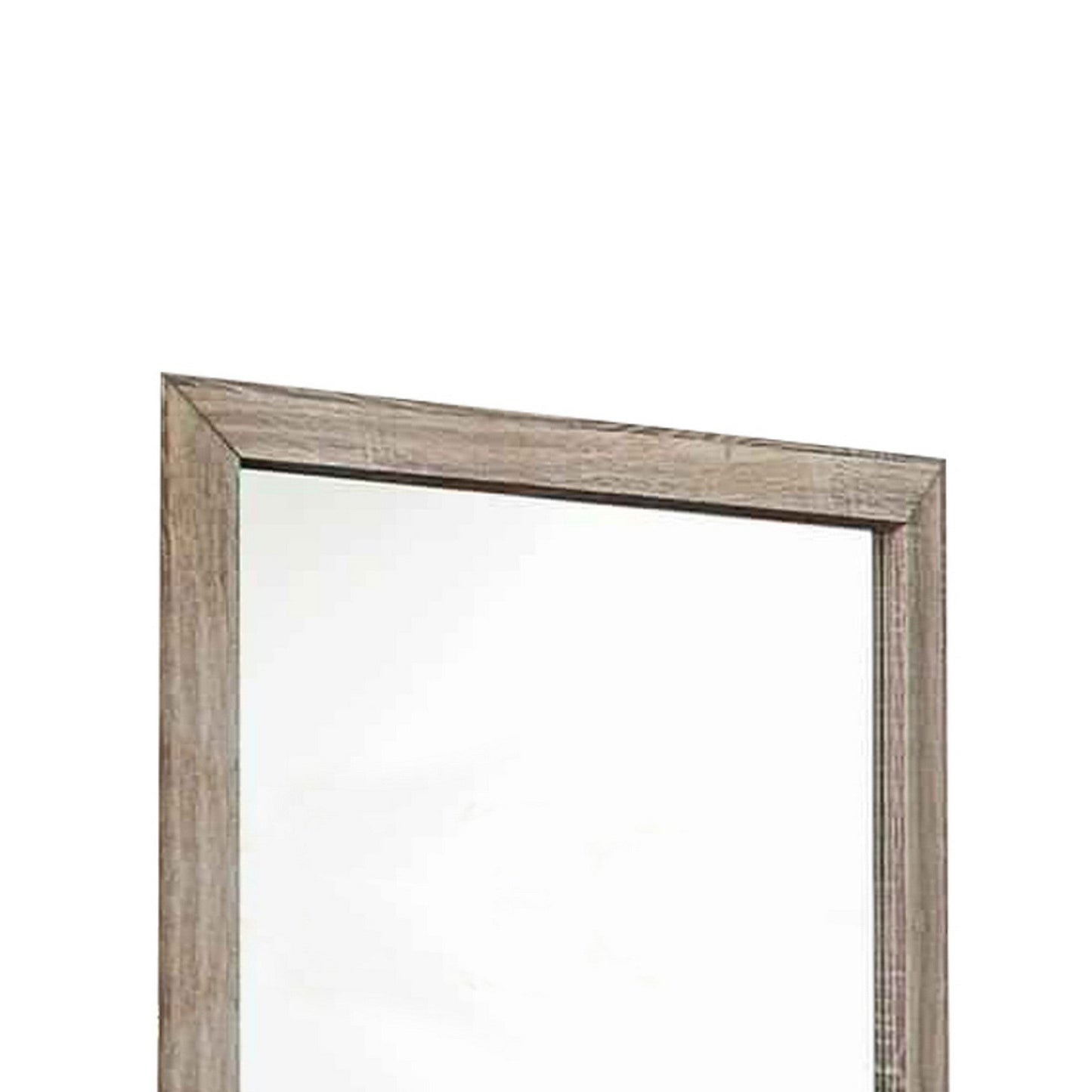 Benzara Brown Transitional Style Wooden Frame Mirror With Grain Details