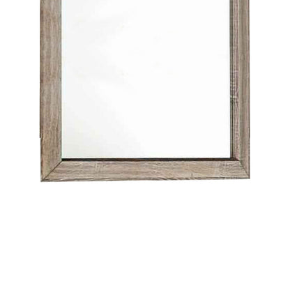 Benzara Brown Transitional Style Wooden Frame Mirror With Grain Details