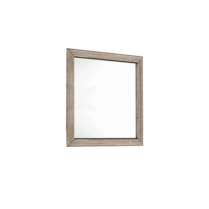 Benzara Brown Transitional Style Wooden Frame Mirror With Grain Details