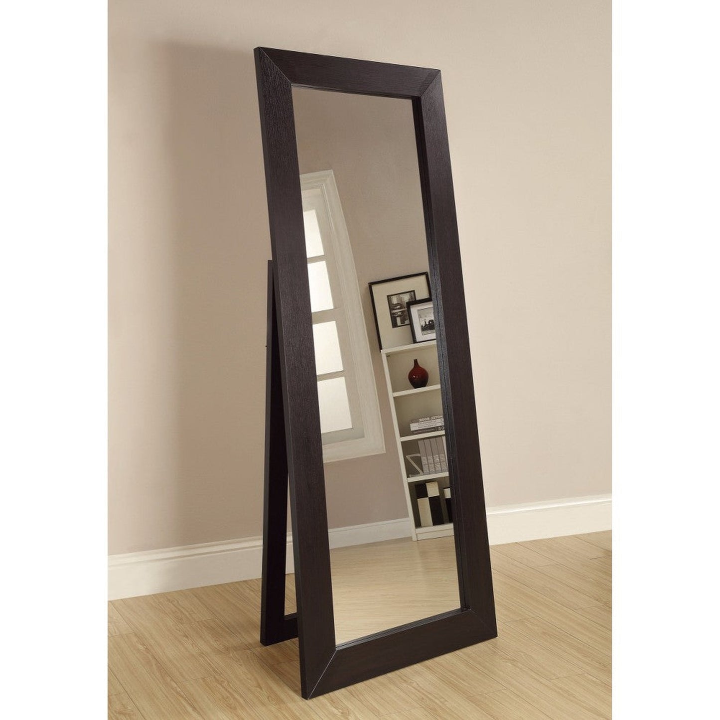 Benzara Brown Wooden Framed Sophisticated Floor Mirror