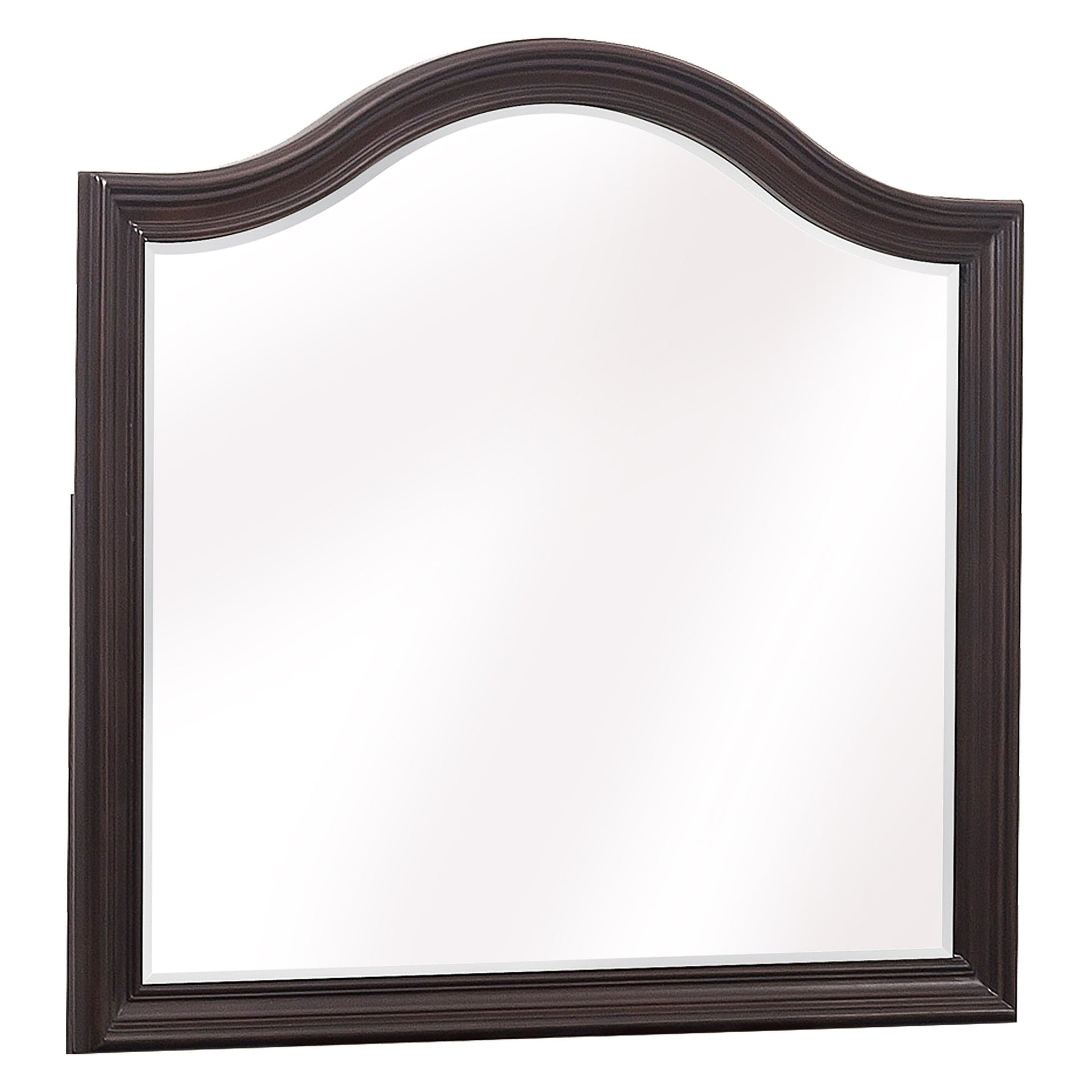 Benzara Brown Wooden Mirror With Molded Details and Raised Edges