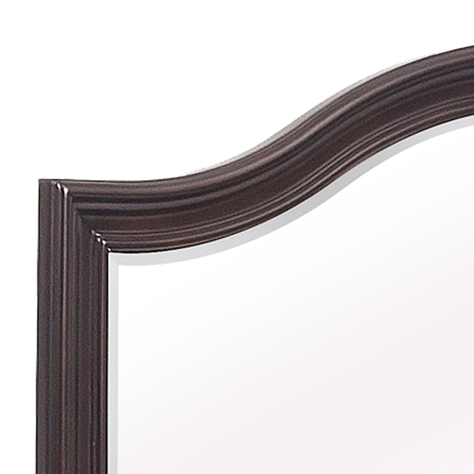 Benzara Brown Wooden Mirror With Molded Details and Raised Edges
