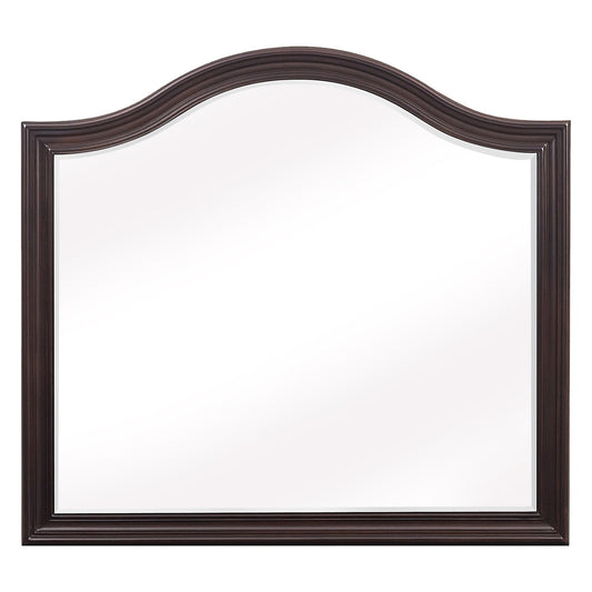 Benzara Brown Wooden Mirror With Molded Details and Raised Edges