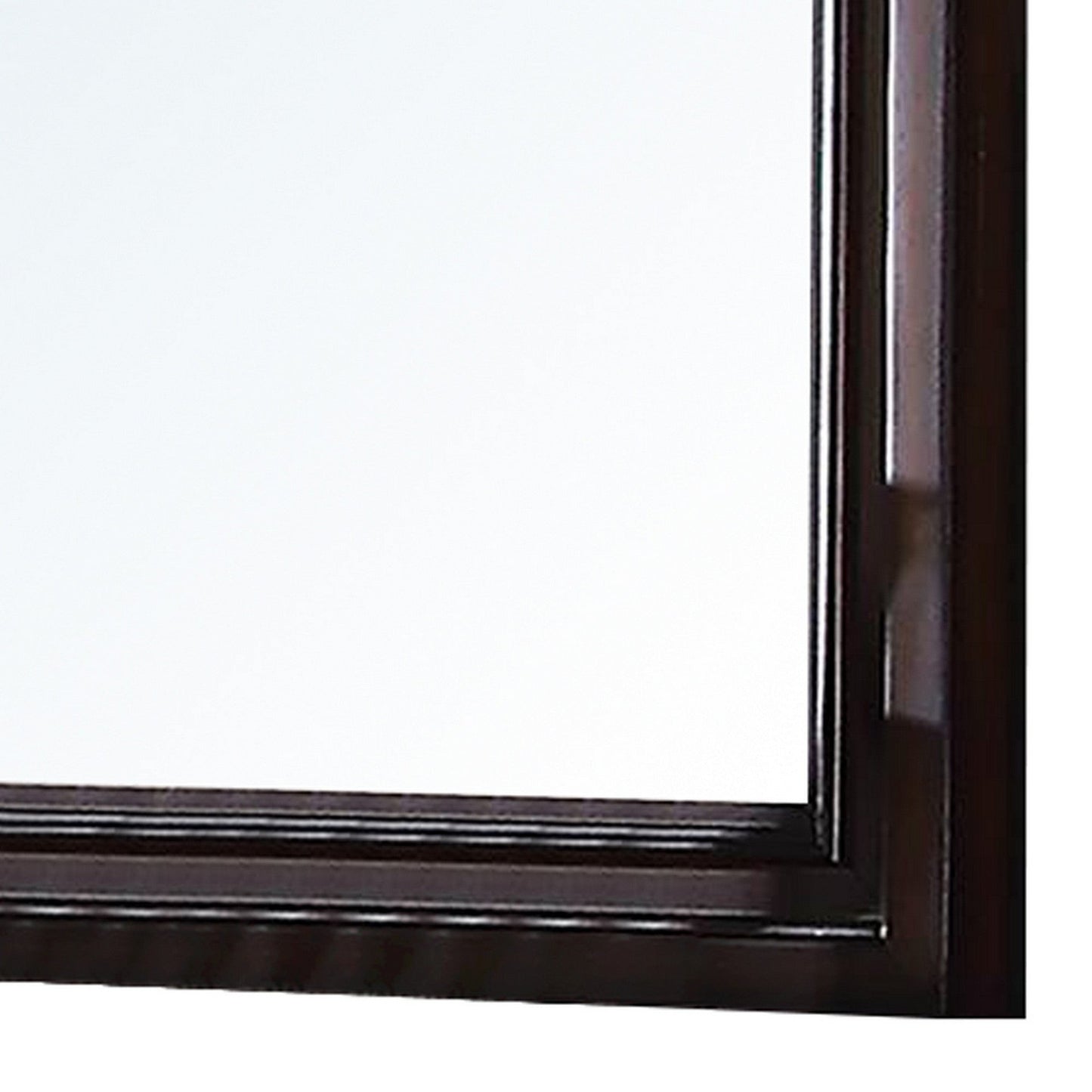 Benzara Brown Wooden Mirror With Raised Frame and Molded Details