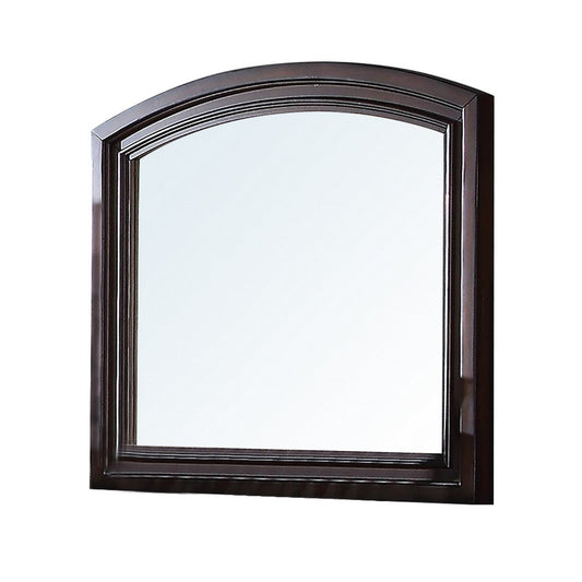 Benzara Brown Wooden Mirror With Raised Frame and Molded Details