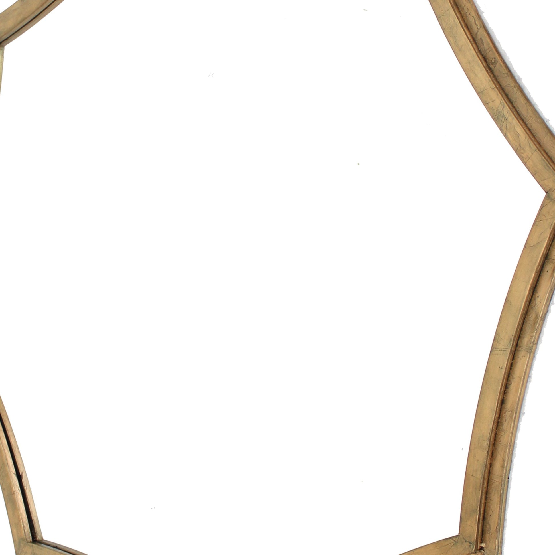 Benzara Brown Wooden Wall Mirror with Curved Hexagram Shape Frame