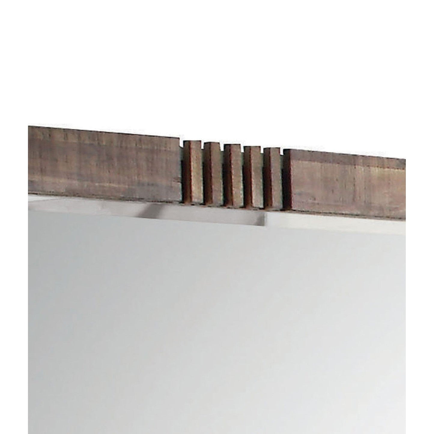 Benzara Brown and Silver Rectangular Wooden Frame Mirror With Slat Pattern