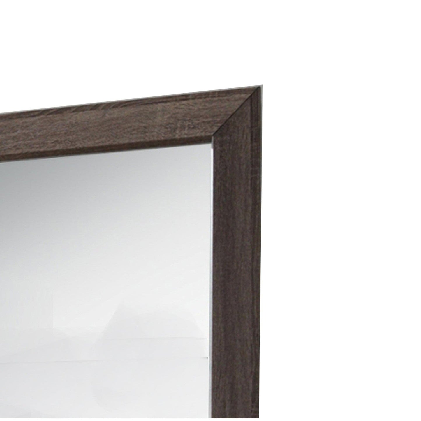 Benzara Brown and Silver Rectangular and Bulged Wooden Frame Dresser Top Mirror